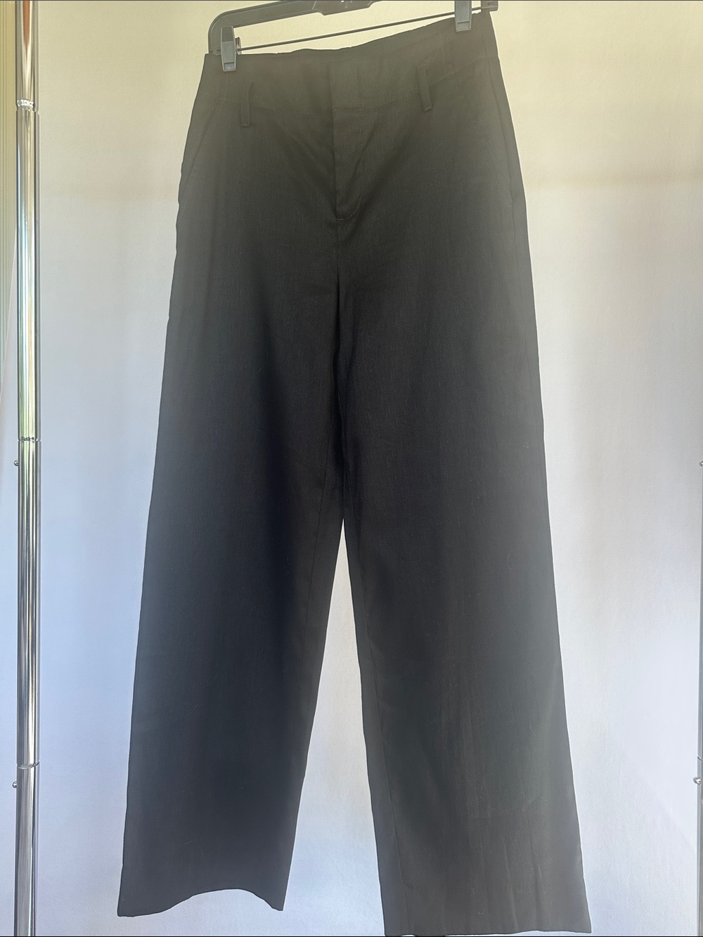 Banana Republic NWT Belted Wide Leg Trouser Pants Linen Blend Black Size 4